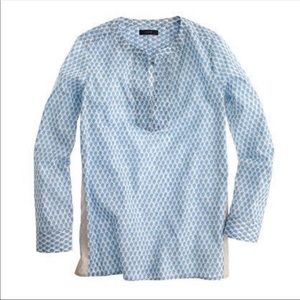 J.Crew Blue Block Print Top